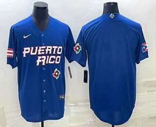 Men%27s Puerto Rico Baseball Blank 2023 Royal World With Patch Classic Stitched Jerseys->2023 world baseball classic->MLB Jersey